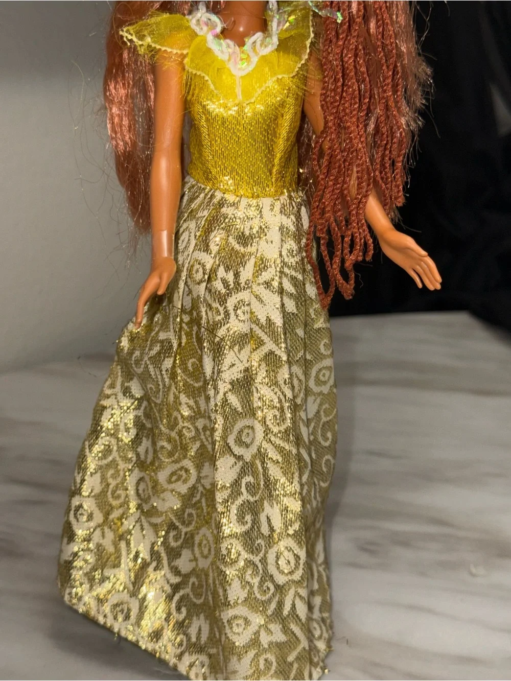 Barbie Mattel skipper size doll gold gown